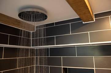 With hot shower.