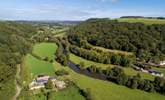 Wow! The wonderful setting of Hatherland Mill Farm - Swallow's Nest is the grey roof in front of the tree, near the middle of the farmstead. - Thumbnail Image