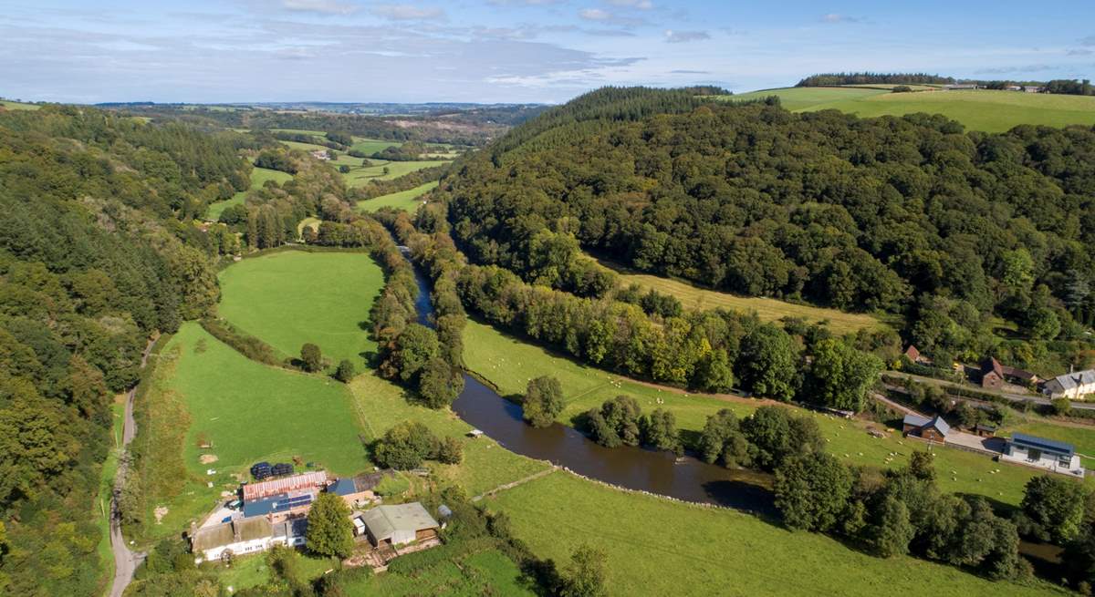 Wow! The wonderful setting of Hatherland Mill Farm - Swallow's Nest is the grey roof in front of the tree, near the middle of the farmstead.