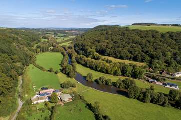 Wow! The wonderful setting of Hatherland Mill Farm - Swallow's Nest is the grey roof in front of the tree, near the middle of the farmstead.