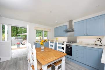 Head out to the terrace from the kitchen/diner.