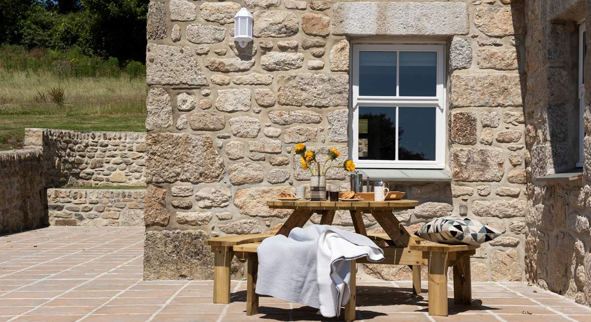 A sheltered al fresco dining area.