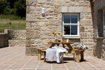 A sheltered al fresco dining area.