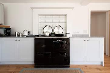 The electric Aga is the sole cooking appliance with the exception of a combi microwave.