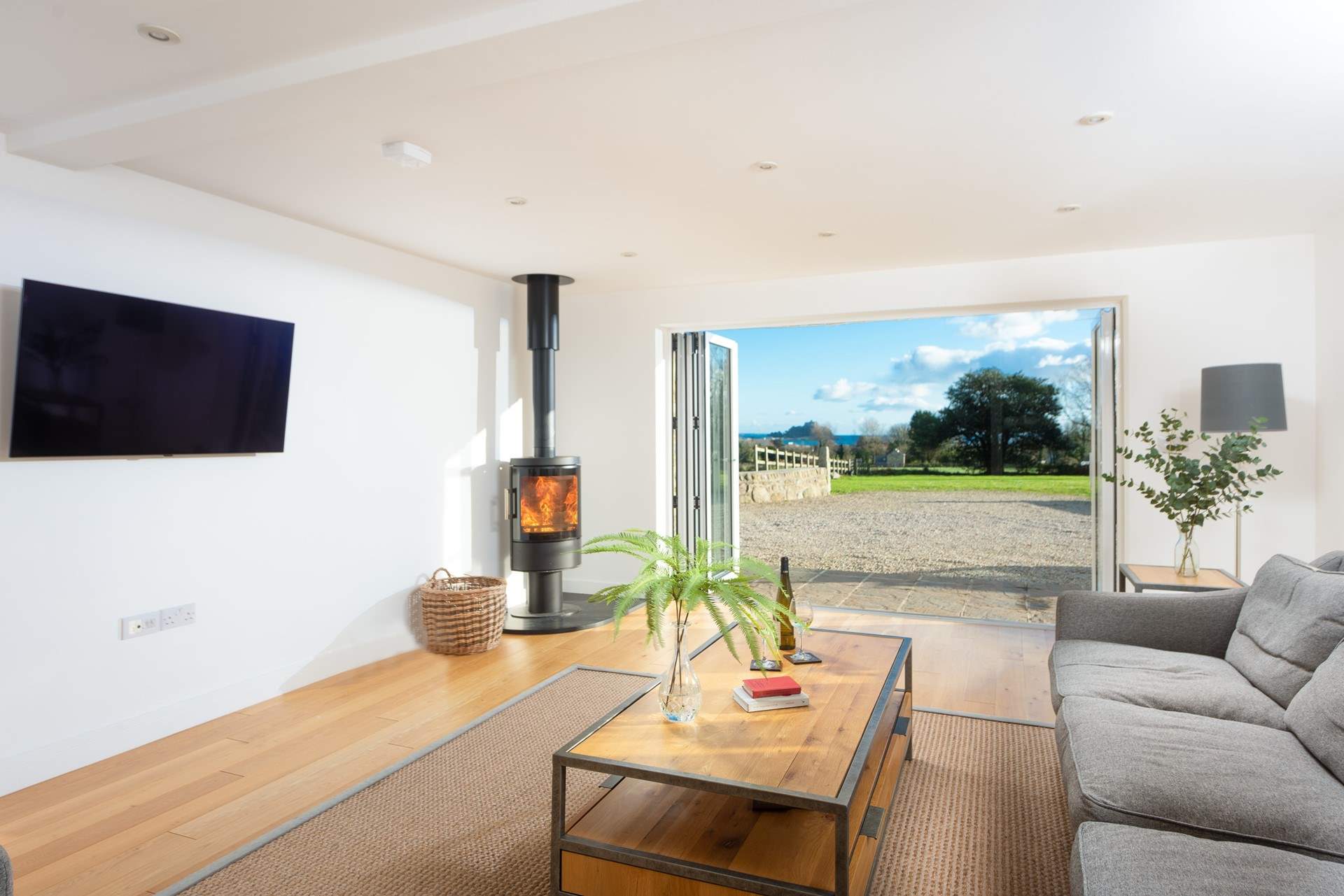 The spacious sitting-room has incredible views.