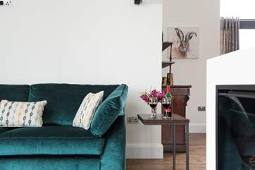 Sumptuous velvet sofas give a real feel of luxury.