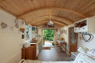 Inside, it's surprisingly spacious with all you could need for a comfortable stay.