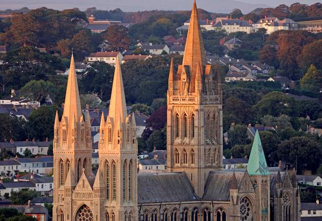 The sun setting on Truro Cathedral.