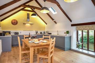 You have a bird's eye view from the kitchen/dining area.