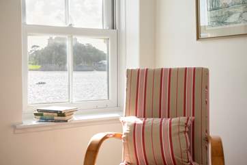 The first floor bedroom has a bird's eye view of St Michael's Mount.
