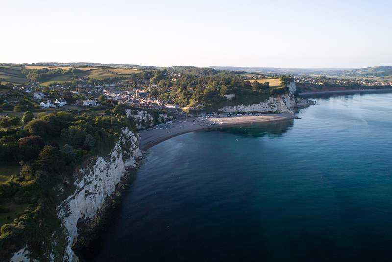A wider view of the fishing village of Beer. Seaton is to the far right of the photo - at the head of the Axe Valley - and just a few miles from The Coach House. This is an excellent stretch of the South West Coast Path. 