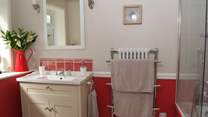 This bathroom has so much space.