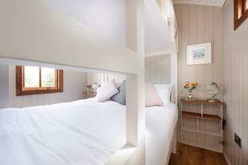 The bed can be accessed from either side - a rare feature in a shepherd's hut!