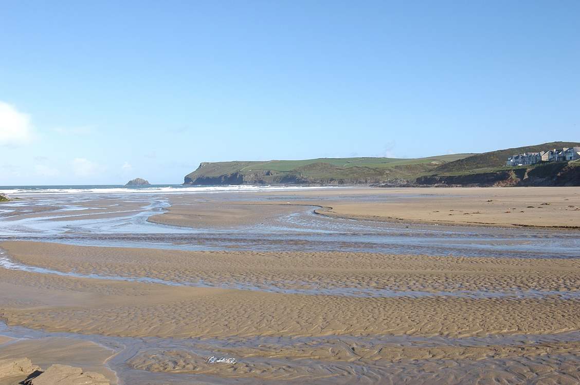 The golden sands at Polzeath - a favourite with surfers and families alike.