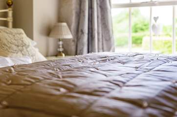 Lovely linens are used throughout Lavethan Mill House.