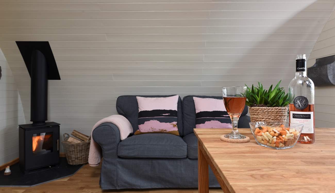Relax by the wood-burner with a glass of your favourite tipple.