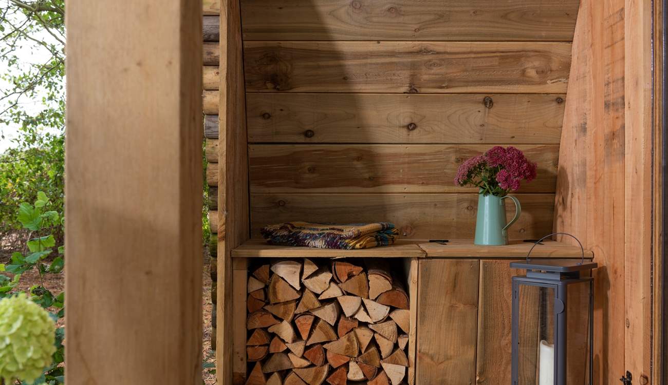 Logs for the wood-burner are provided.