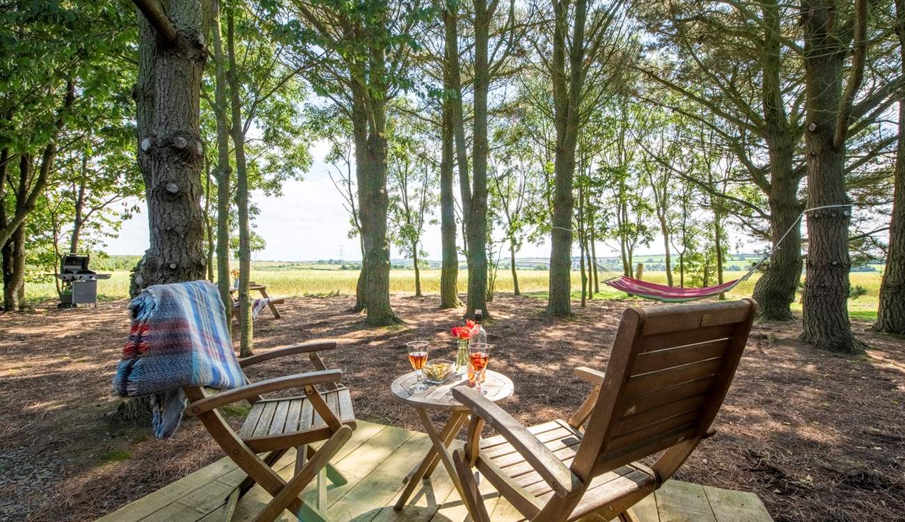 Whilst enjoying the far-reaching views and magical woodland setting.