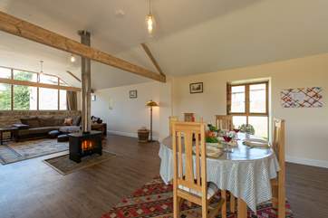 Another view of the dining and living-space.