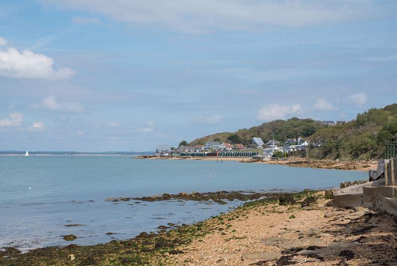 Watch the boats sail by at Gurnard Beach, just a short stroll from the property.
