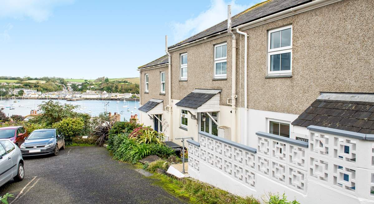 The car parking space for Jacketts Cottage is the space to the left of the silver golf. 