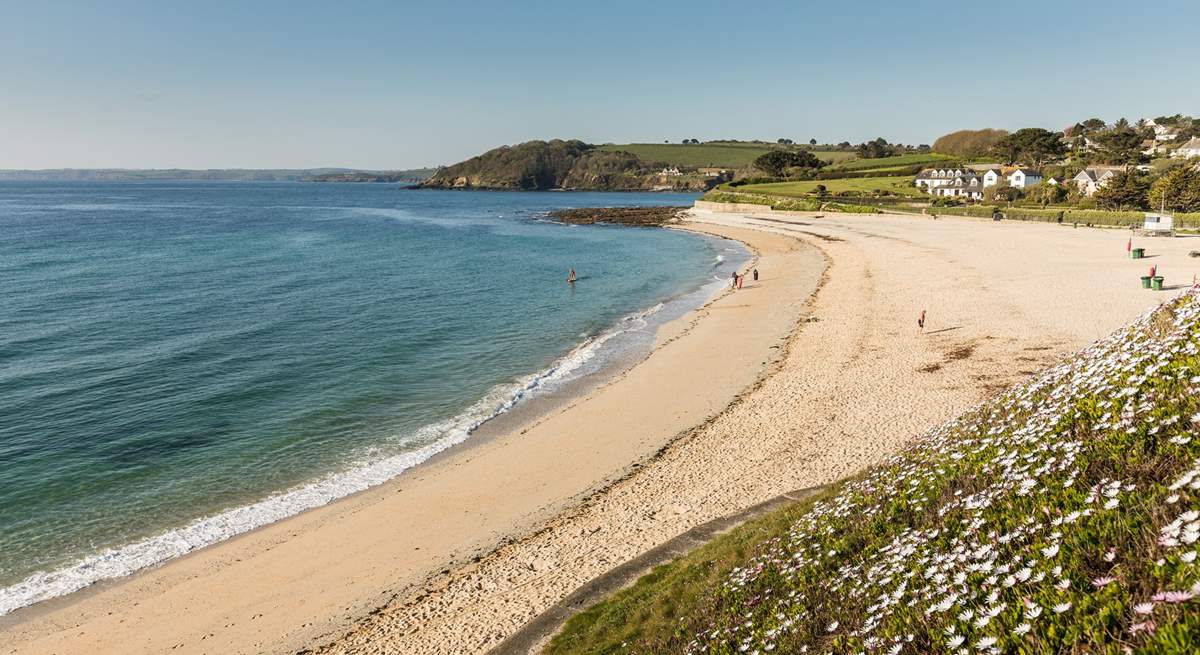 Sandy Gyllyngvase beach has a great cafe and paddle boarding on offer. 