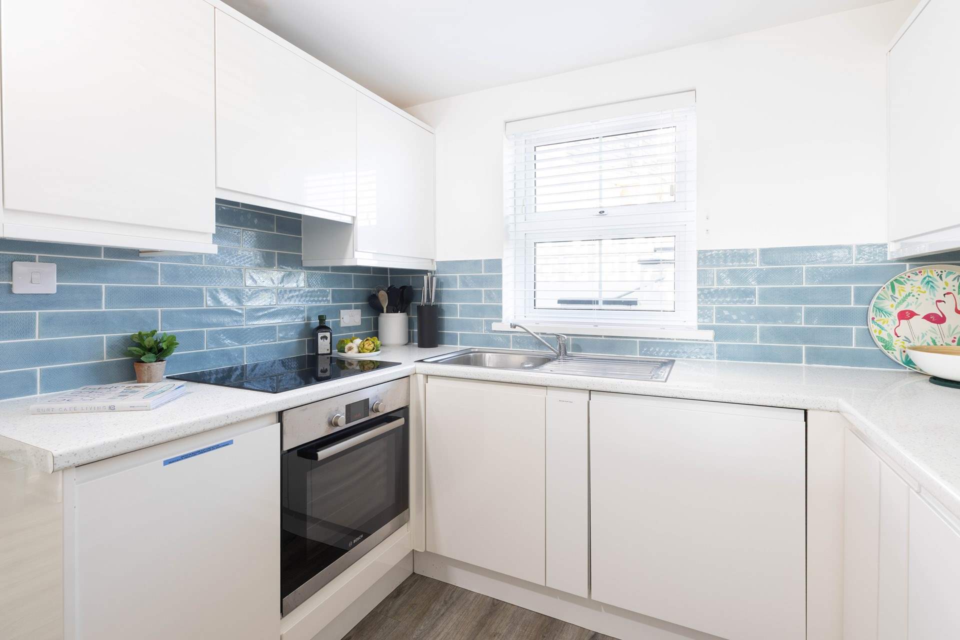 The stylish modern kitchen at Jacketts Cottage. 
