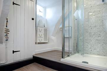 There is a step up to the shower area