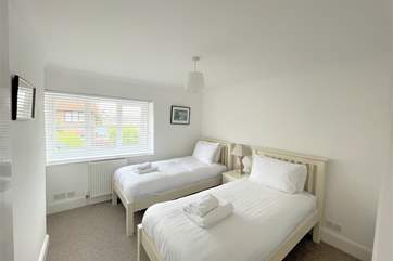 The lovely twin bedroom on the first floor.