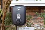 The electric car charging point outside the front of the property.