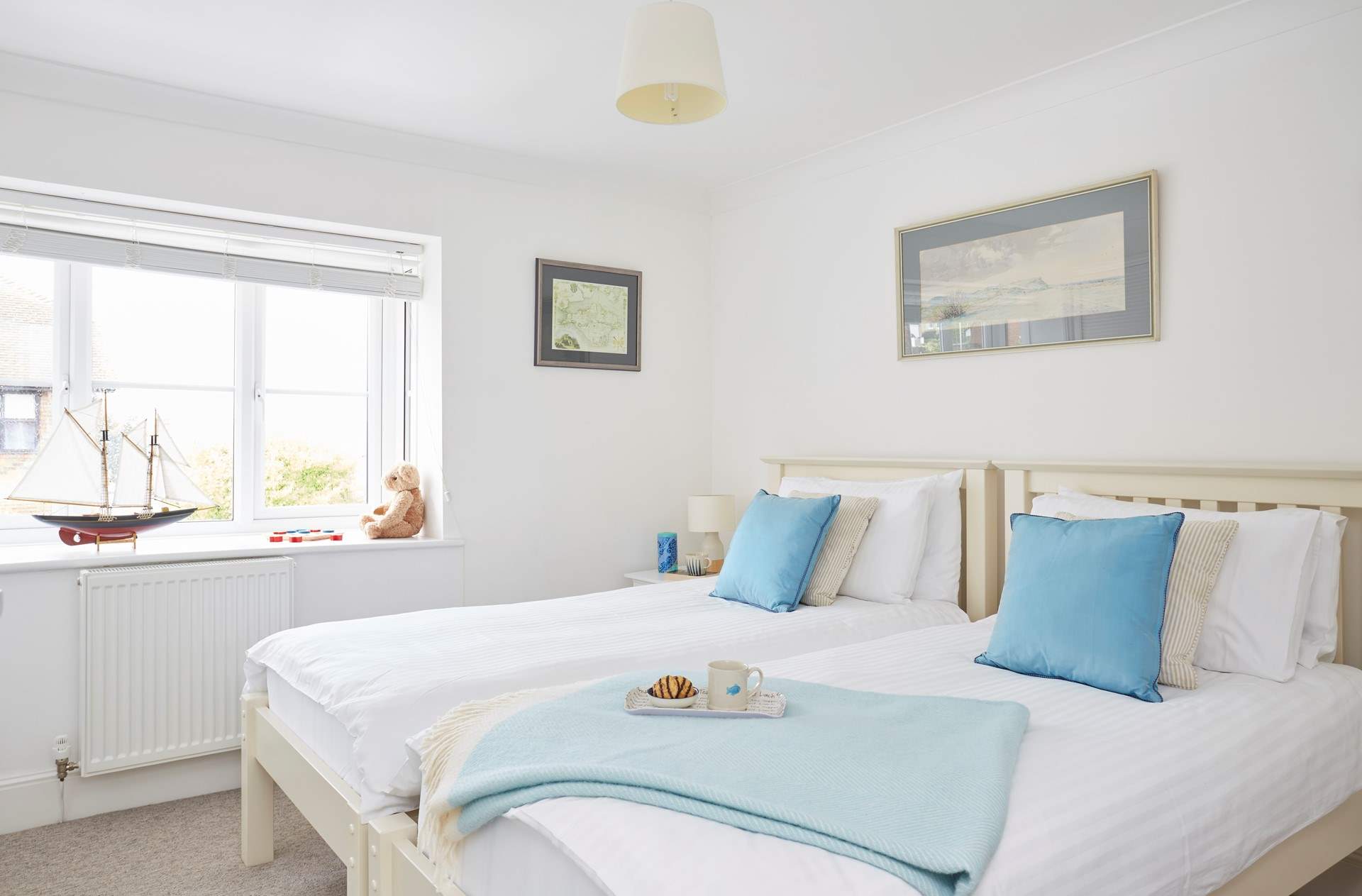 The lovely twin bedroom on the first floor overlooks the front of the property.