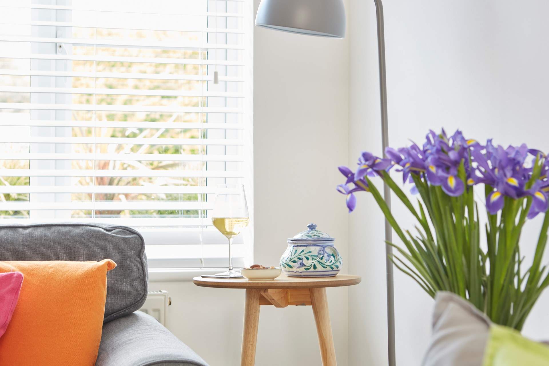 The living-room is bright and area.