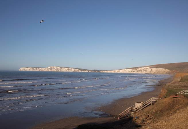 Compton beach is along the stunning west coast of the Island, and is a popular spot for surfing.