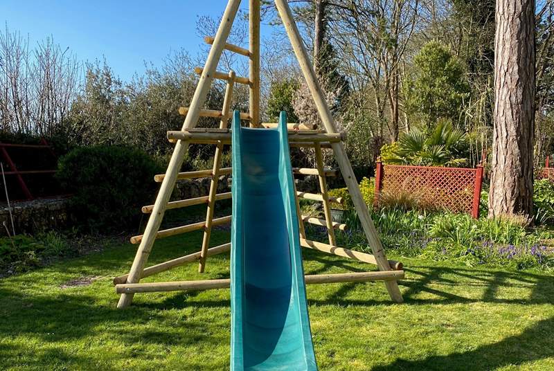 The younger ones will enjoy the climbing frame in the garden. 