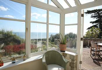 Admire the stunning sea views from the patio. 