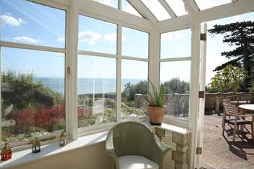 Admire the stunning sea views from the patio.