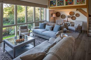 The open plan sitting-area is super stylish and inviting.