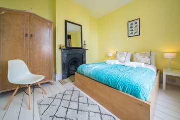 The second double bedroom with sea views.