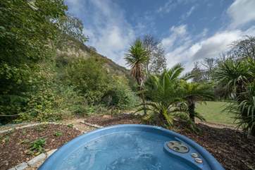 Within the grounds, set back from the house, you can relax in the hot tub in complete privacy.