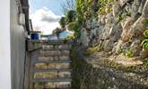 The steps leading up from the back door to the terrace.  - Thumbnail Image