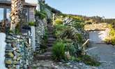 The steps from the beach leading up the coast path to Bank Cottage on the left.  - Thumbnail Image