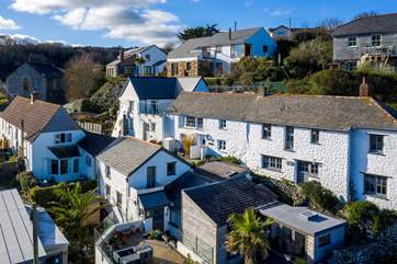 Bank Cottage is in the middle of the picture, with the light blue front door.