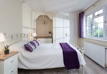 The double bedroom has charming views over the countryside. 