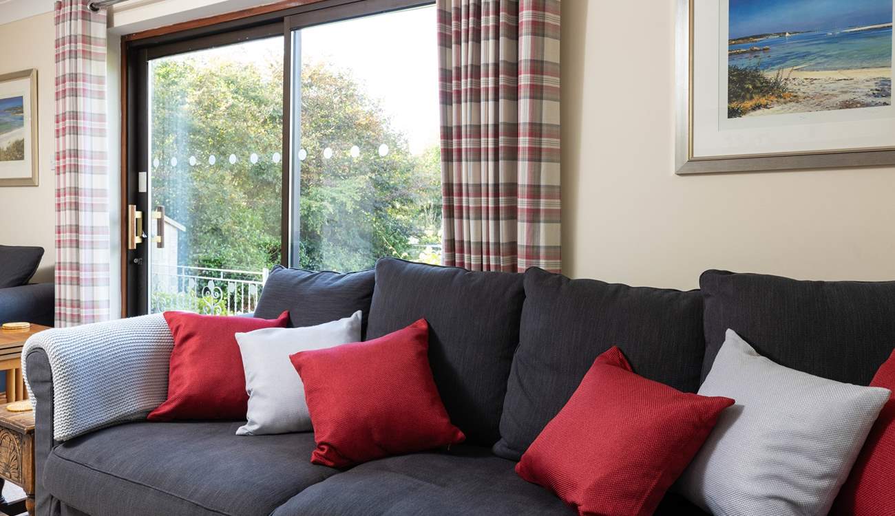 Open the patio door onto the little terrace.