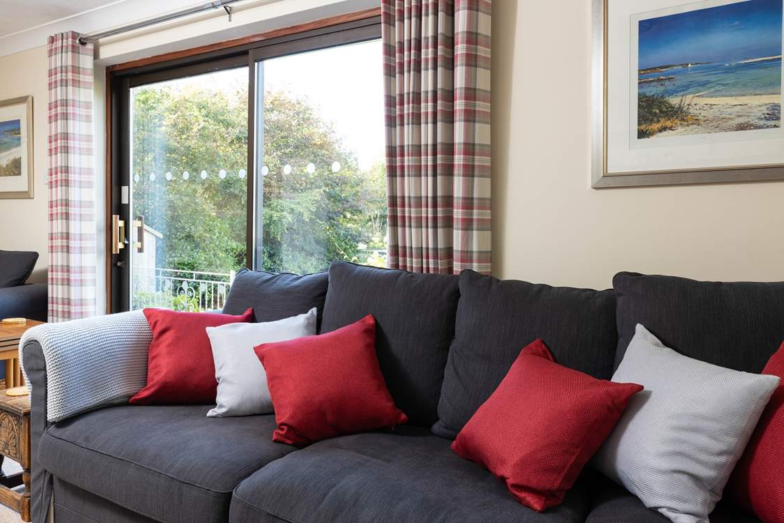 Open the patio door onto the little terrace.