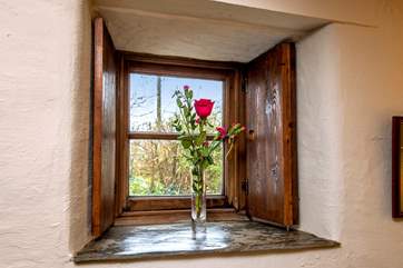 Traditional shutters at the window.