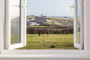 The master bedroom boasts views over both Kynance Cove and Lizard Point.