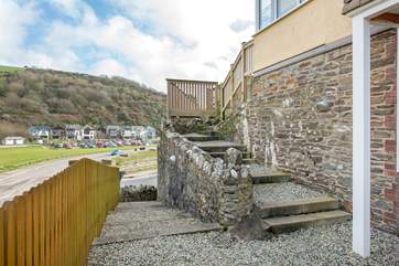 The pathway and steps leading up to the front door