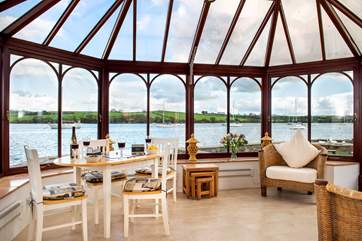 The Boat House is all about the view and the conservatory certainly takes full advantage of it.
