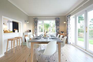 French doors from the dining-area lead out to the garden.
